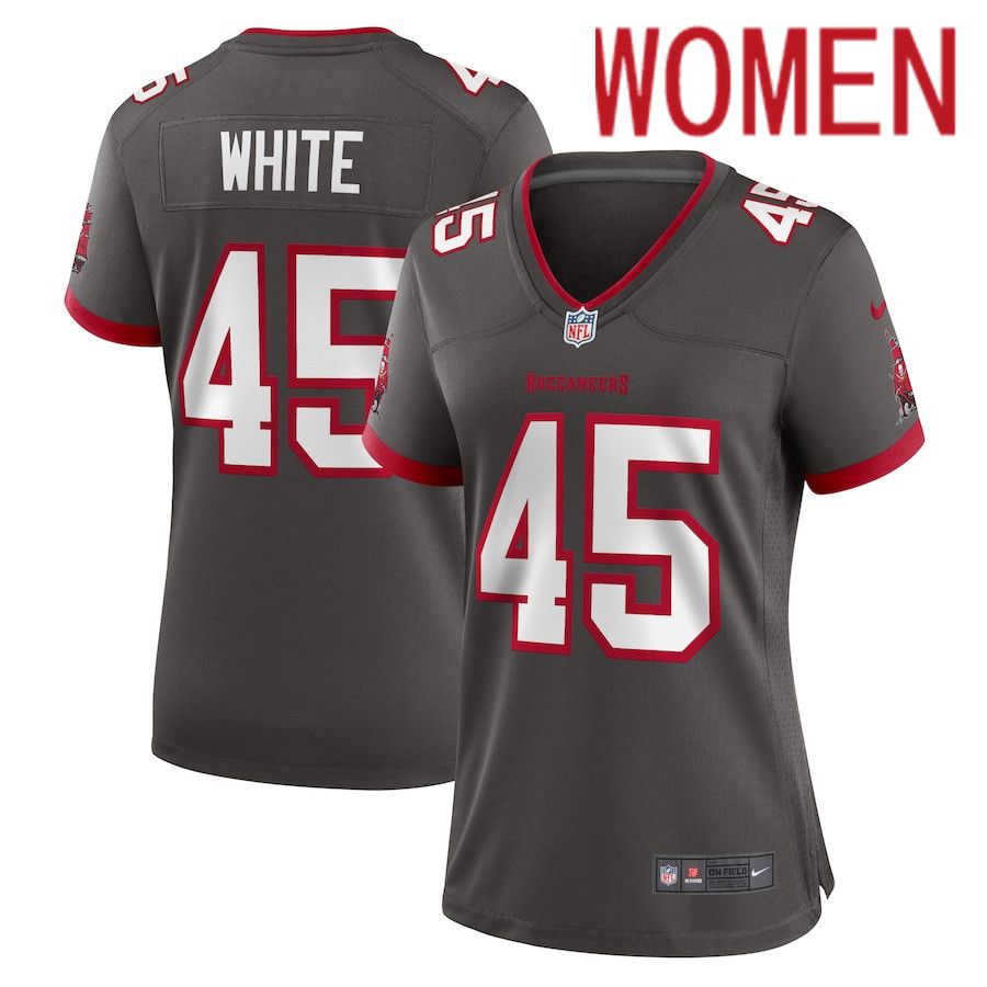 Women Tampa Bay Buccaneers 45 Devin White Nike Pewter Game NFL Jersey